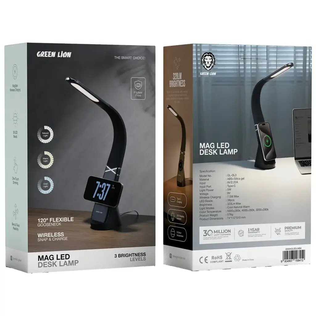 Green Lion Mag LED Desk Lamp - Black