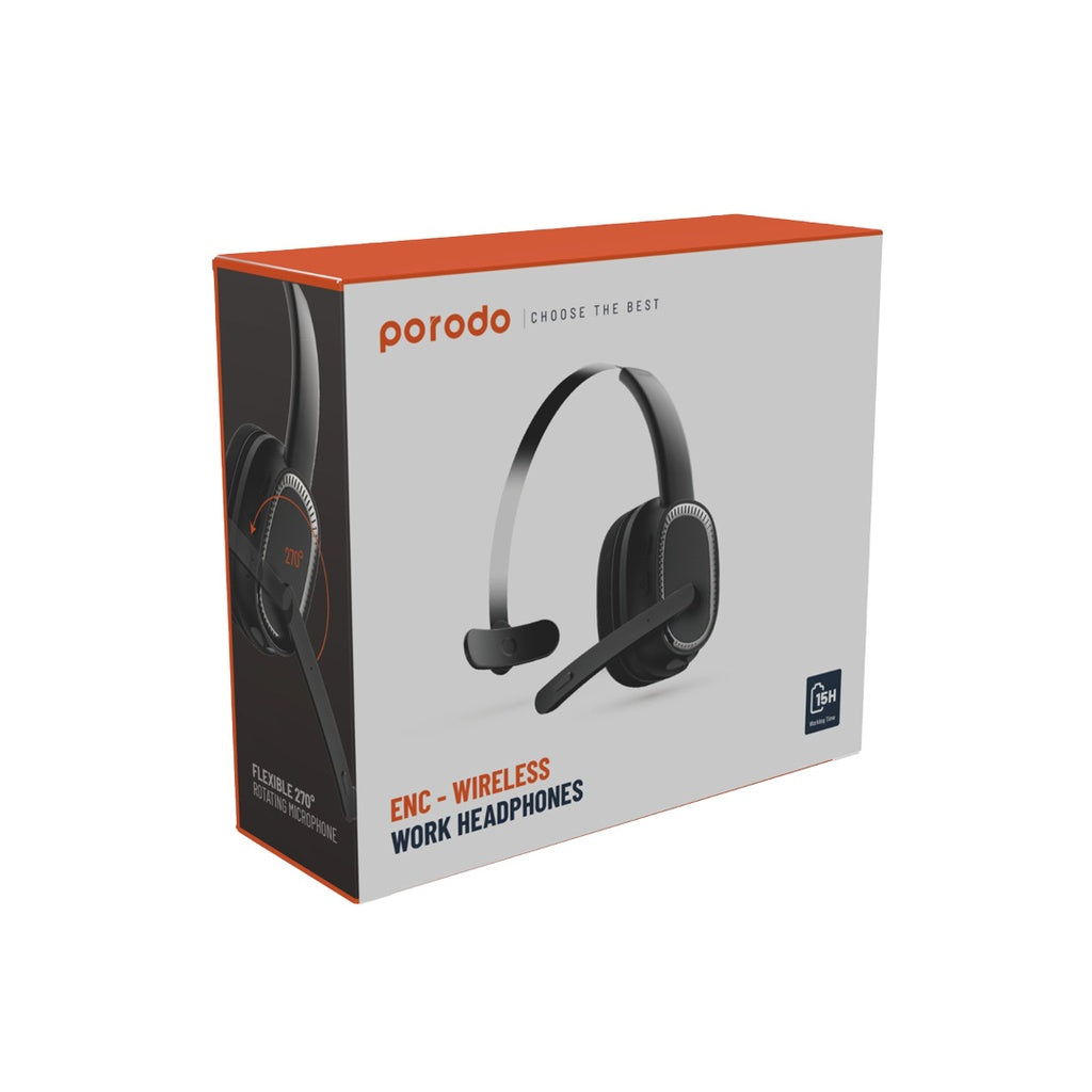 Porodo ENC Wireless Work Headphone | PD-MHDMP-BK