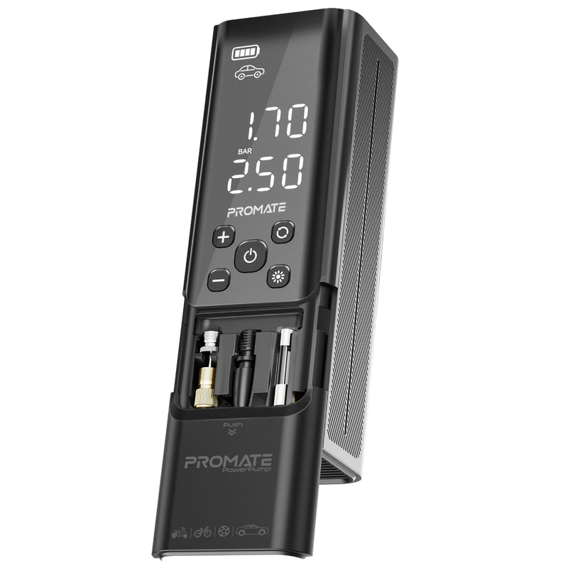 Promate 150PSI Portable Air Compressor with Power Bank